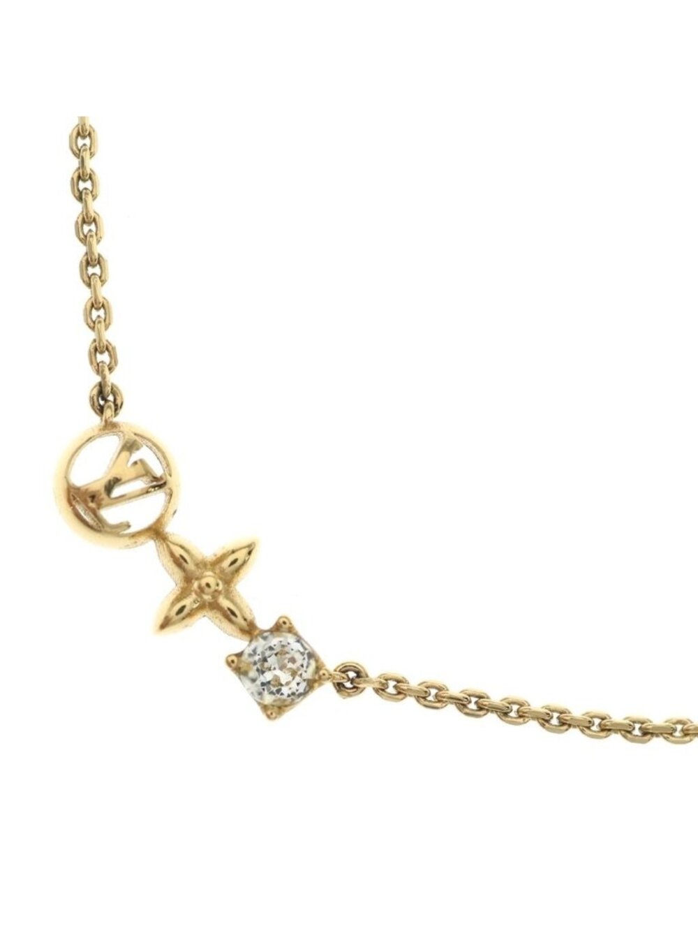 Louis Vuitton Necklace Petit Stone Pendant Chain Gold